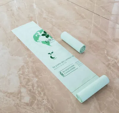 Saco de lixo de amido de milho PLA Pbat biodegradável e compostável personalizado em rolo Eco